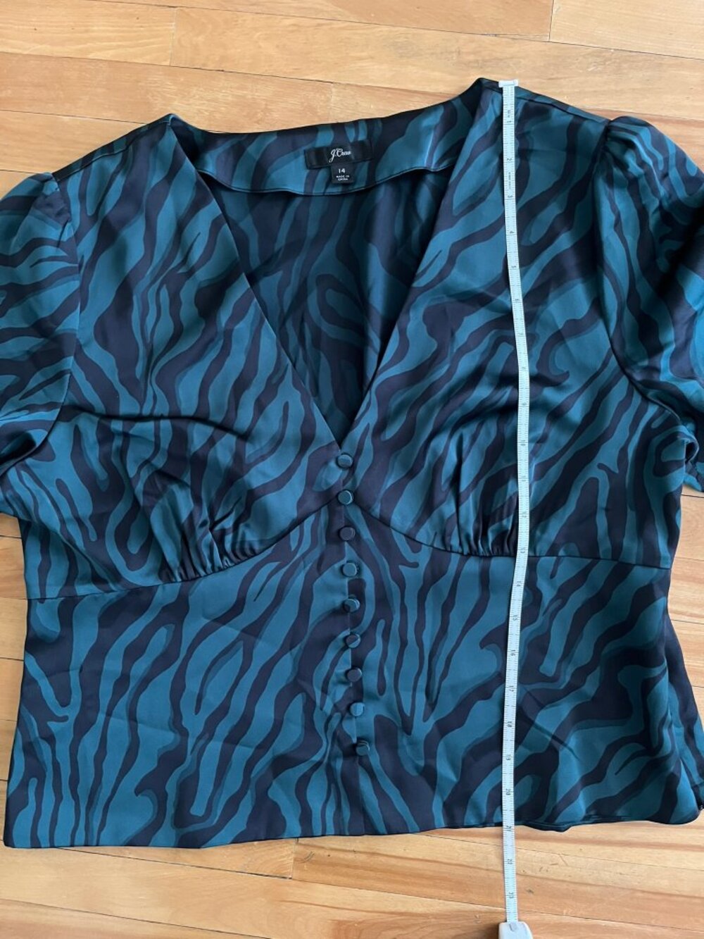 Emerald green romantic v-neck blouse - J.Crew Size 14 - Picture 7 of 8